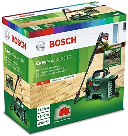 Bosch EasyAquatak 110 pressure washer packaging on a white background