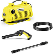 Karcher pressure washer with hose and nozzle on a white background