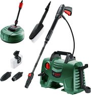 Bosch pressure washer with various nozzles on a white background